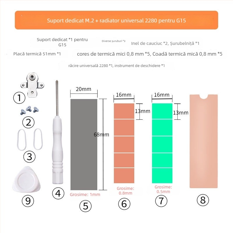 Suport M.2 SSD cu radiator pentru Dell G15 (5510/5511/5515)