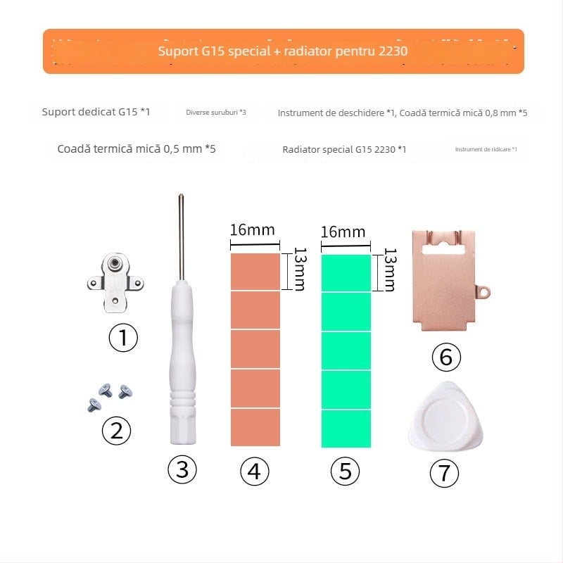 Suport M.2 SSD cu radiator pentru Dell G15 (5510/5511/5515)