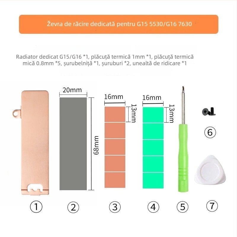 Suport M.2 SSD cu radiator pentru Dell G15 (5510/5511/5515)