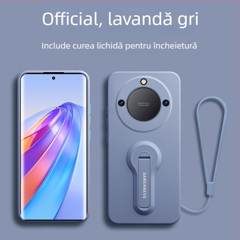 Carcasă pentru Honor X40 din silicon lichid cu suport și brățară pentru încheietură, protecție completă a obiectivului, anti-cădere