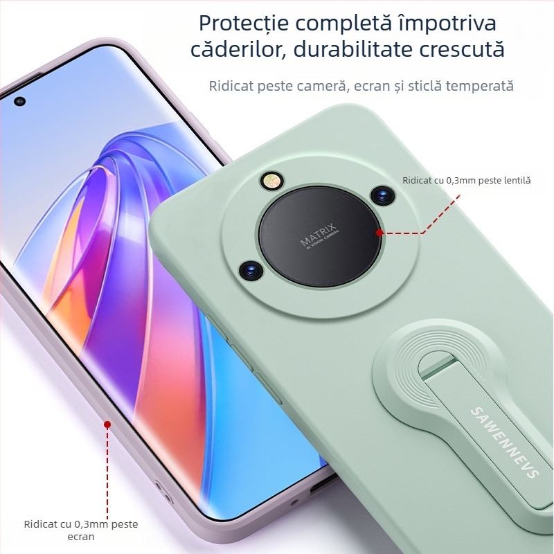 Carcasă pentru Honor X40 din silicon lichid cu suport și brățară pentru încheietură, protecție completă a obiectivului, anti-cădere