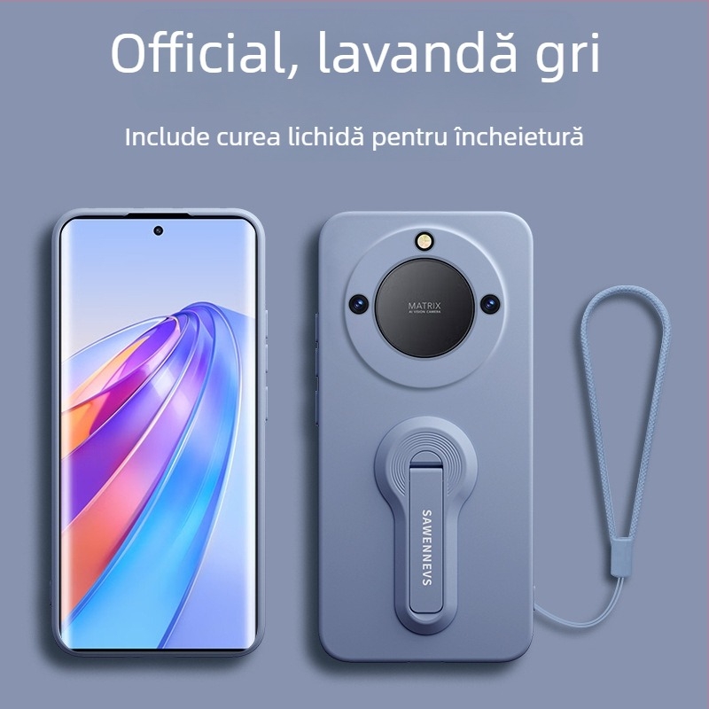 Carcasă pentru Honor X40 din silicon lichid cu suport și brățară pentru încheietură, protecție completă a obiectivului, anti-cădere