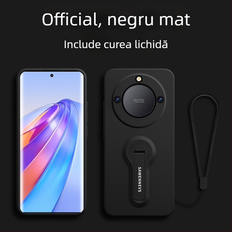 Carcasă pentru Honor X40 din silicon lichid cu suport și brățară pentru încheietură, protecție completă a obiectivului, anti-cădere