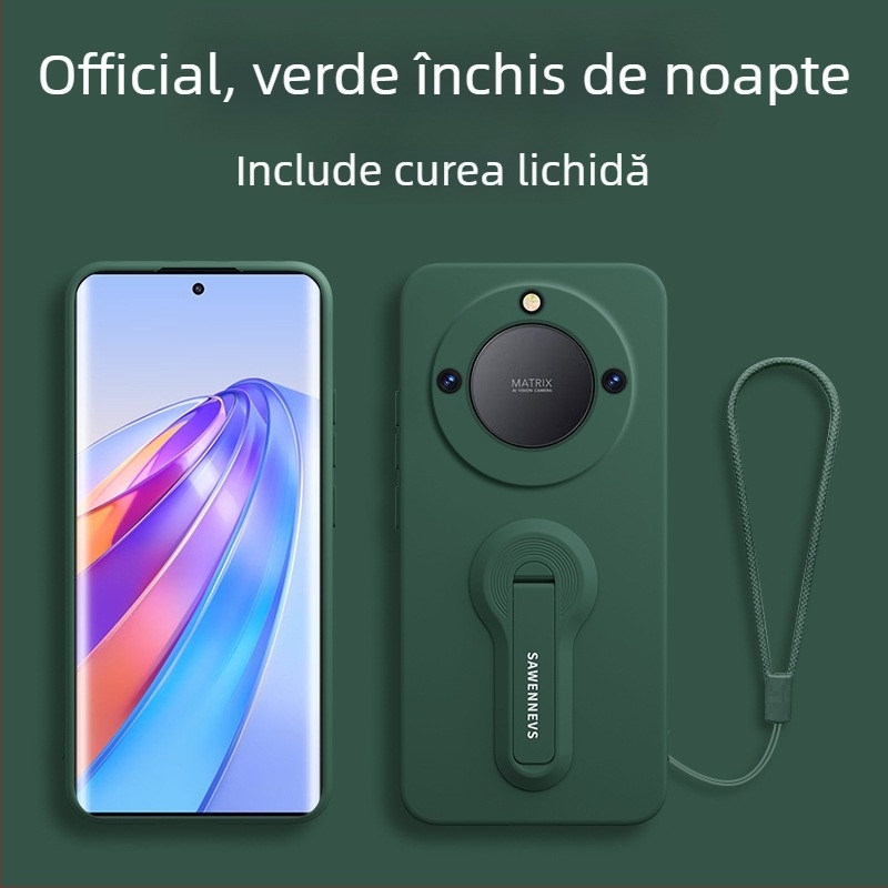 Carcasă pentru Honor X40 din silicon lichid cu suport și brățară pentru încheietură, protecție completă a obiectivului, anti-cădere