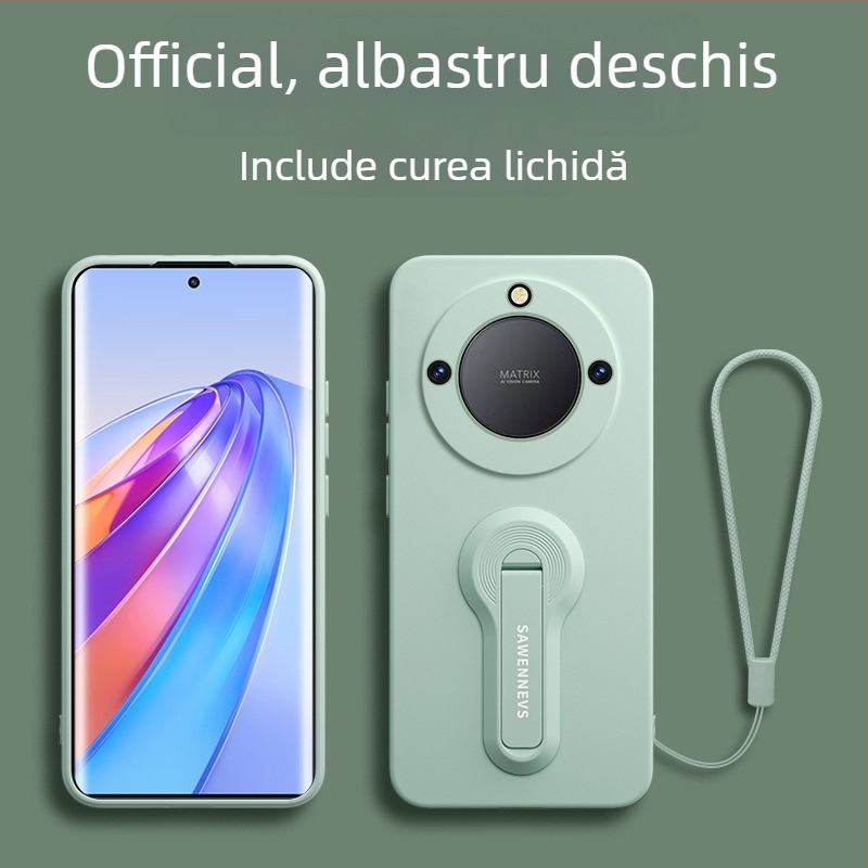 Carcasă pentru Honor X40 din silicon lichid cu suport și brățară pentru încheietură, protecție completă a obiectivului, anti-cădere