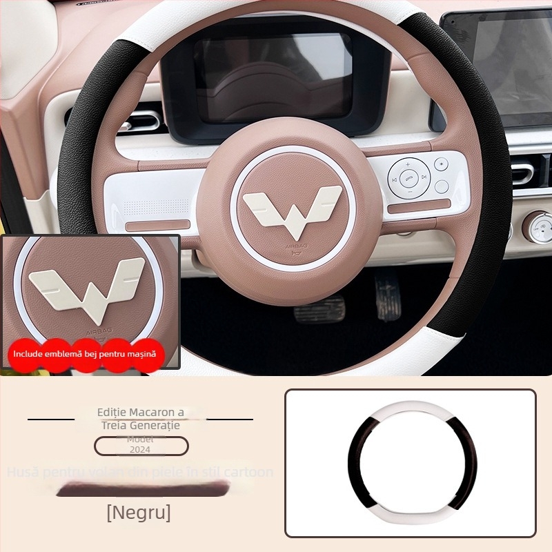 Midali husă pentru volan – stil Lovely, material piele artificială, compatibil cu Wuling Hongguang, montaj dedicat autoturismului