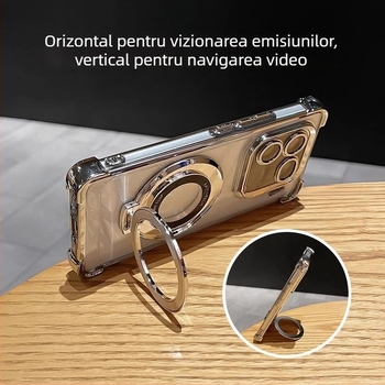 Carcasă de protecție pentru telefon IQOO 12 Pro Vivo serie – transparentă, anti-cadere, din acril, cu folie de protecție a obiectivului încorporată și suport