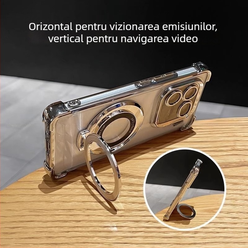 Carcasă de protecție pentru telefon IQOO 12 Pro Vivo serie – transparentă, anti-cadere, din acril, cu folie de protecție a obiectivului încorporată și suport