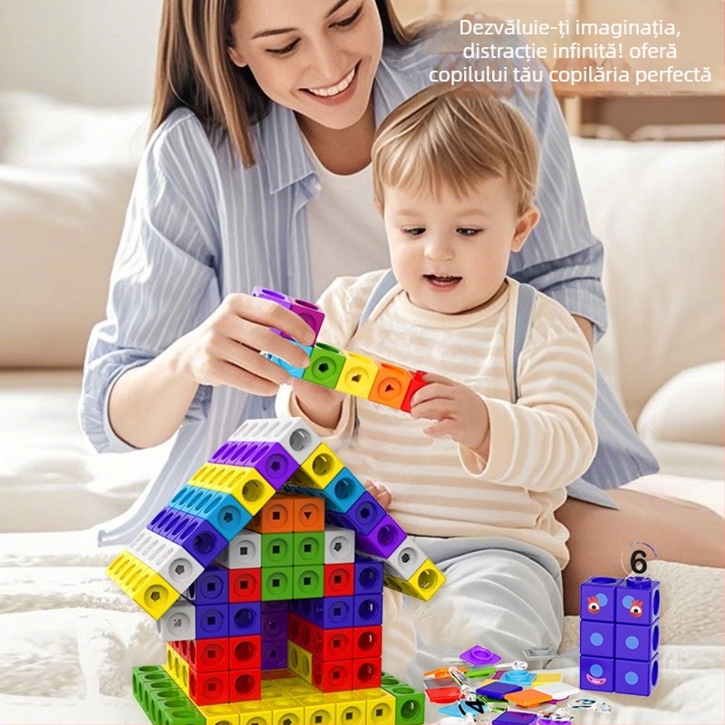 Blocuri digitale educaționale pentru învățare timpurie – plastic ABS, blocuri mari, 100–200 piese, pentru copii 4–6 ani, asamblare DIY