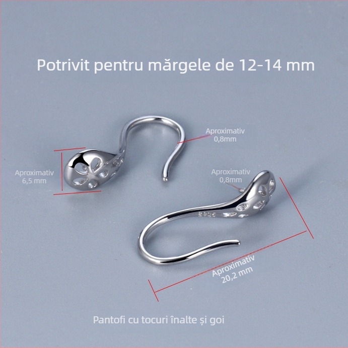 Cercei din argint 925 cu perle de apă dulce 7–14 mm, design tridimensional în formă de linguriță, pentru femei