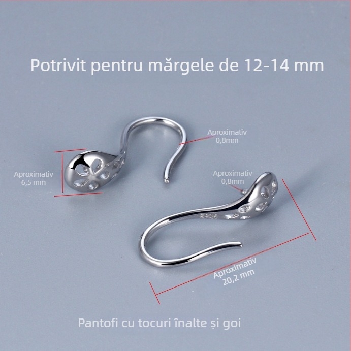 Cercei din argint 925 cu perle de apă dulce 7–14 mm, design tridimensional în formă de linguriță, pentru femei