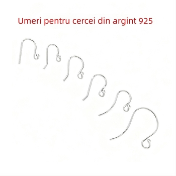 Cârlige pentru urechi S925 argintiu, formă U, cu cap de mărgea – componentă DIY pentru cercei femei