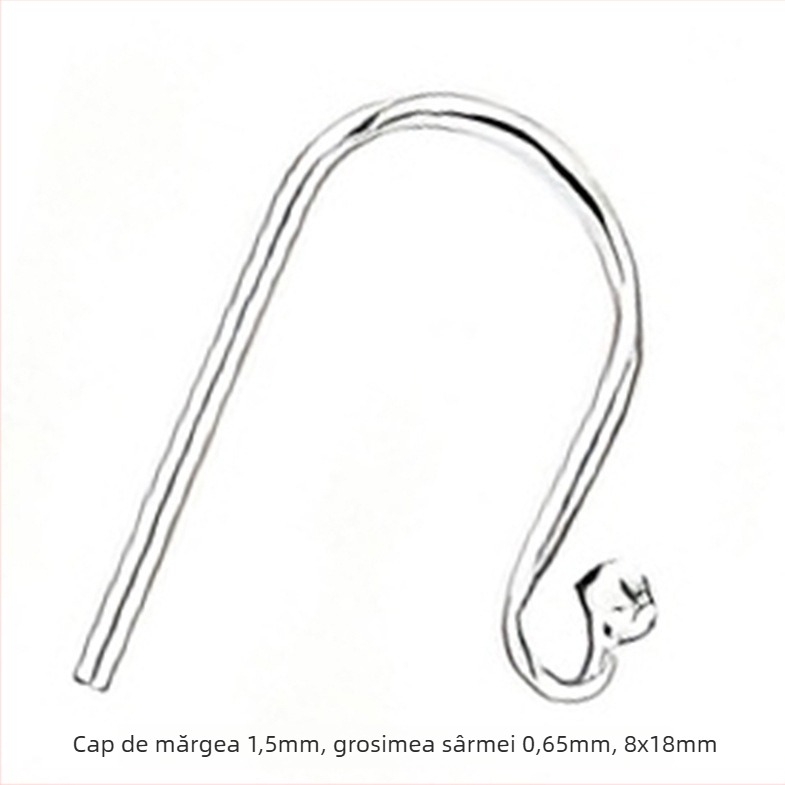 Cârlige pentru urechi S925 argintiu, formă U, cu cap de mărgea – componentă DIY pentru cercei femei