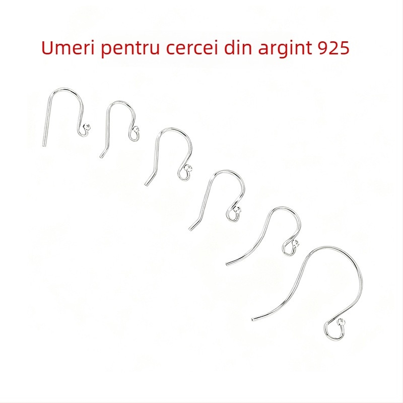 Cârlige pentru urechi S925 argintiu, formă U, cu cap de mărgea – componentă DIY pentru cercei femei