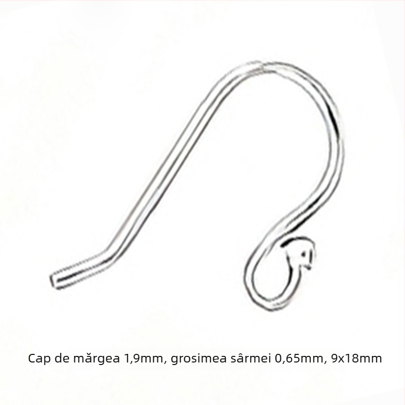 Cârlige pentru urechi S925 argintiu, formă U, cu cap de mărgea – componentă DIY pentru cercei femei