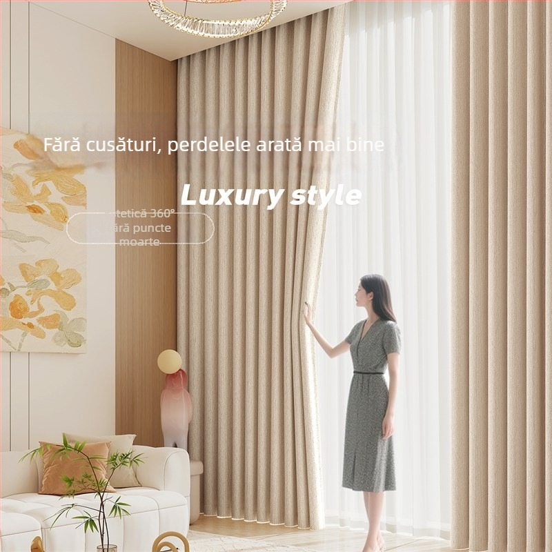 Draperii blackout din chenille, țesătură vopsită pe fir, stil franțuzesc, culoare uni, pentru living, dormitor, birou, bucătărie, balcon