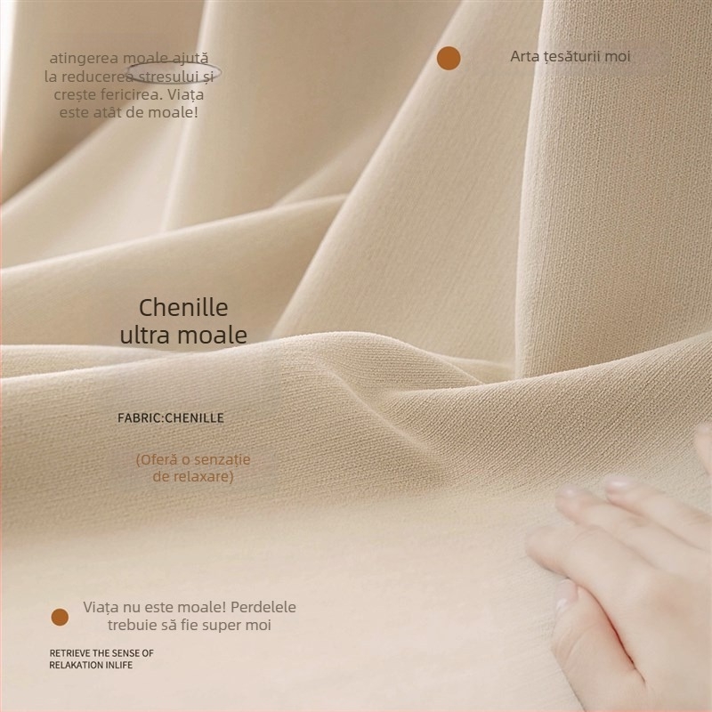 Draperii blackout din chenille, țesătură vopsită pe fir, stil franțuzesc, culoare uni, pentru living, dormitor, birou, bucătărie, balcon