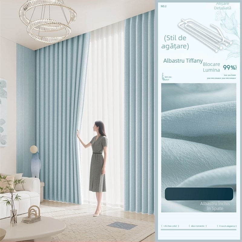 Draperii blackout din chenille, țesătură vopsită pe fir, stil franțuzesc, culoare uni, pentru living, dormitor, birou, bucătărie, balcon