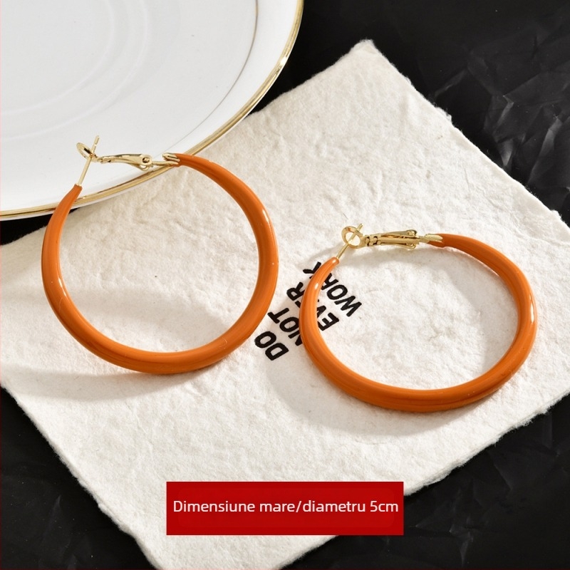 Cercei geometrici pentru urechi, cu acoperire aur din cupru, tehnică drip oil, YiHong, toamna 2025