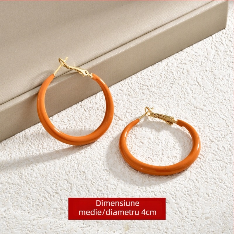 Cercei geometrici pentru urechi, cu acoperire aur din cupru, tehnică drip oil, YiHong, toamna 2025