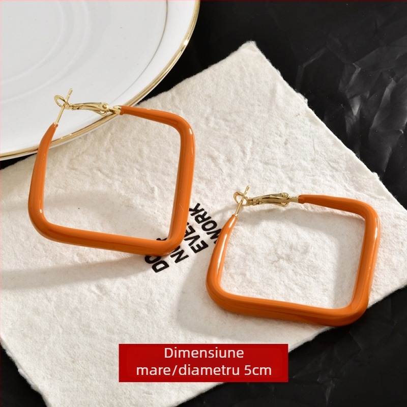 Cercei geometrici pentru urechi, cu acoperire aur din cupru, tehnică drip oil, YiHong, toamna 2025