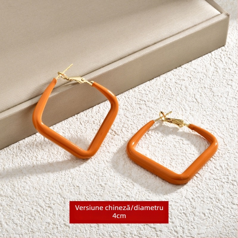 Cercei geometrici pentru urechi, cu acoperire aur din cupru, tehnică drip oil, YiHong, toamna 2025