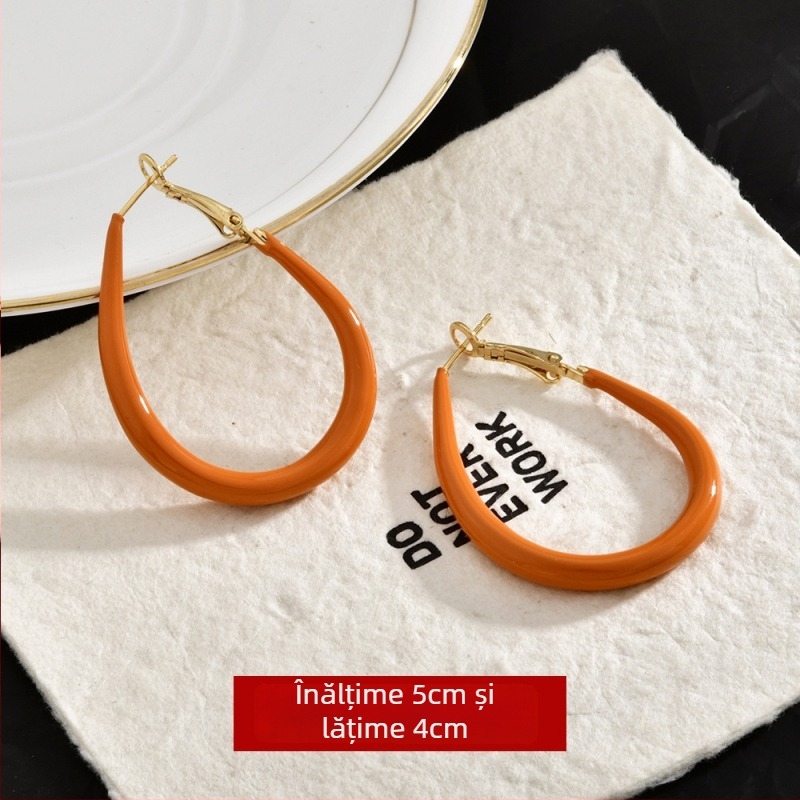 Cercei geometrici pentru urechi, cu acoperire aur din cupru, tehnică drip oil, YiHong, toamna 2025