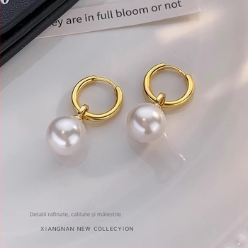 Kun Ling cercei cu perle – design minimalist, pentru femei, placare electrochimică