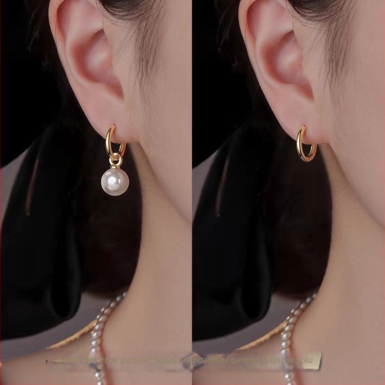 Kun Ling cercei cu perle – design minimalist, pentru femei, placare electrochimică