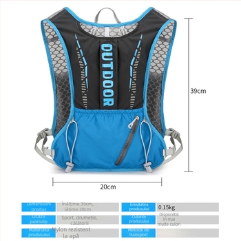 Rucsac sport ultraușor pentru ciclism și drumeții, cu bretele curbate, din nylon și căptușeală din poliester, unisex