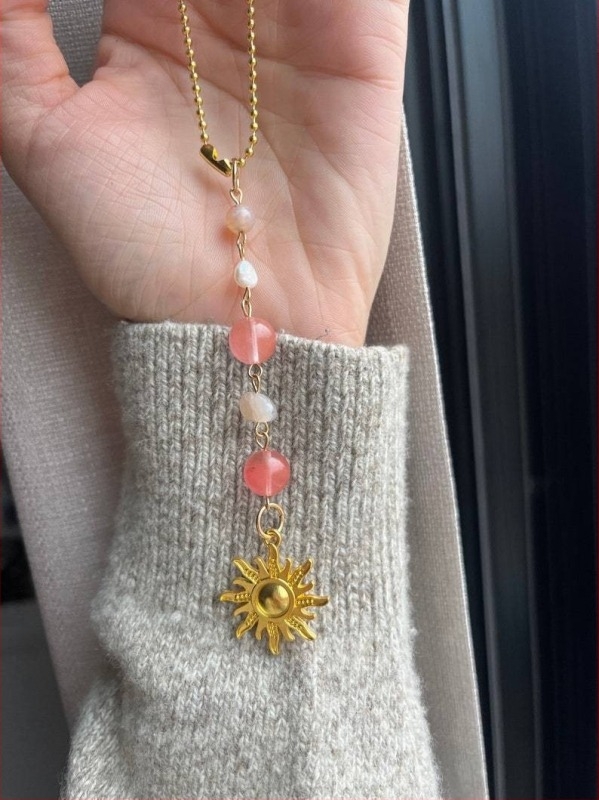 Pandantiv de mașină din cristal, ornament auto retro, model soare și lună/stele/univers, material cristal