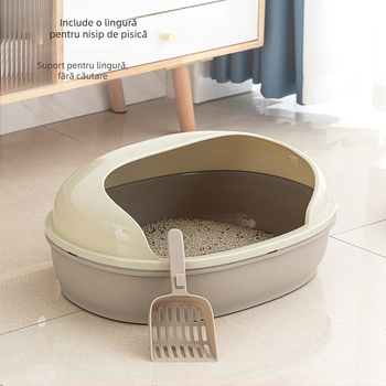 Cutie de nisip pentru pisici, design semiînchis, anti nisip, pentru mai multe pisici, material PP, Brand Guaiguai