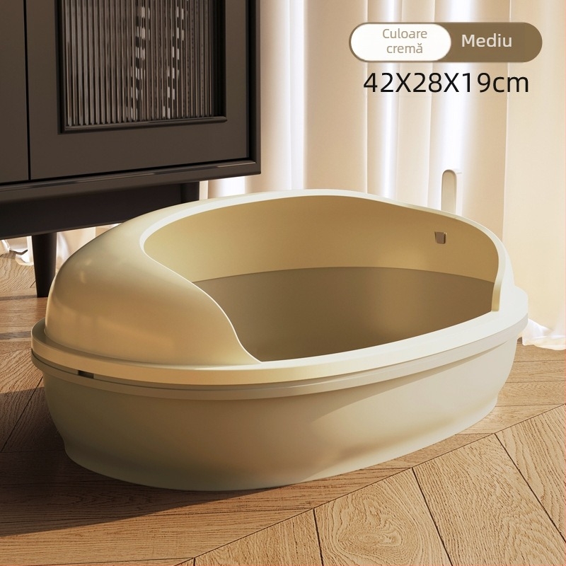 Cutie de nisip pentru pisici, design semiînchis, anti nisip, pentru mai multe pisici, material PP, Brand Guaiguai