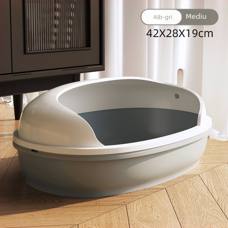 Cutie de nisip pentru pisici, design semiînchis, anti nisip, pentru mai multe pisici, material PP, Brand Guaiguai