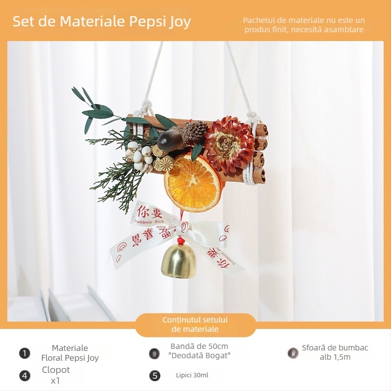 Kit DIY pentru pandantiv auto cu flori uscate și felii de portocală, realizare manuală, decor interior modern