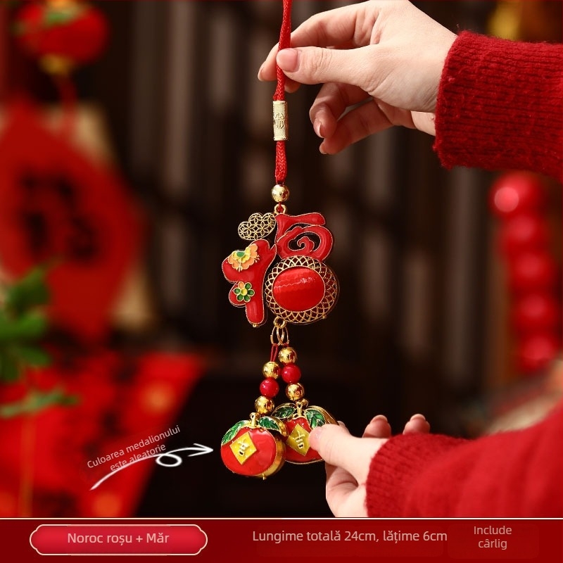 Pandantiv Anul Nou pentru Anul Calului pentru Mașină, Living și Hol — Finisare lucioasă, Vopsire, Stil desen animat cu frânghie de harnașaj, Lansare iarna 2024