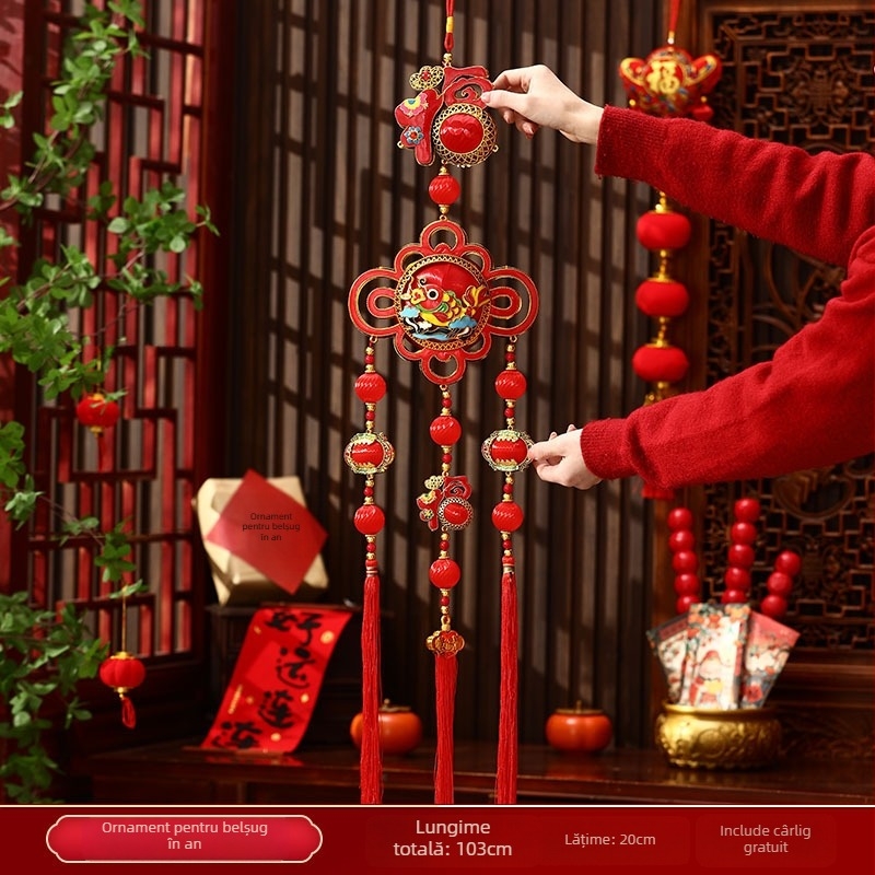 Pandantiv Anul Nou pentru Anul Calului pentru Mașină, Living și Hol — Finisare lucioasă, Vopsire, Stil desen animat cu frânghie de harnașaj, Lansare iarna 2024