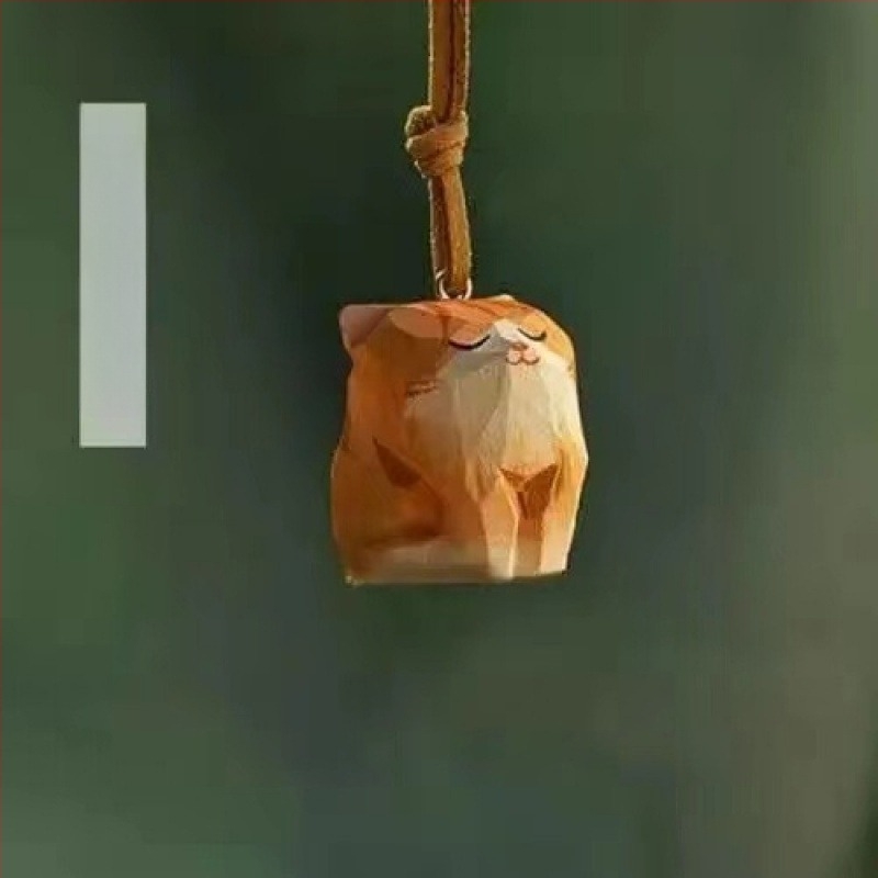 Pandantiv auto din lemn, cu motif pisică și Shiba Inu — design minimalist, Brand 888, Material lemn, Destinație: decor interior auto