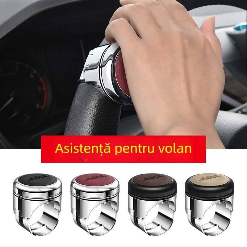 Vino Îmbunătățitor volan auto cu rulment din metal, carcasă acoperită cu piele; 190 g; compatibil cu mașini, SUV-uri și pickupuri