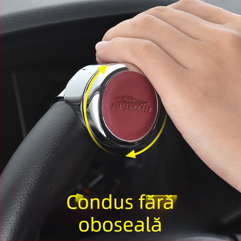 Vino Îmbunătățitor volan auto cu rulment din metal, carcasă acoperită cu piele; 190 g; compatibil cu mașini, SUV-uri și pickupuri