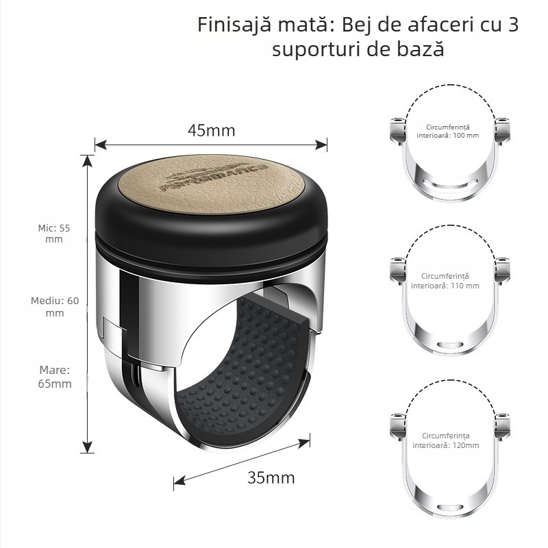 Vino Îmbunătățitor volan auto cu rulment din metal, carcasă acoperită cu piele; 190 g; compatibil cu mașini, SUV-uri și pickupuri