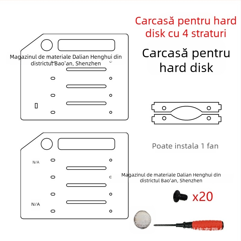 Suport HDD cu mai multe discuri — acrilic transparent; model: Multi-Hard drive bracket; marcă: Lian Yi Hao Yu; OEM