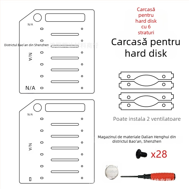 Suport HDD cu mai multe discuri — acrilic transparent; model: Multi-Hard drive bracket; marcă: Lian Yi Hao Yu; OEM