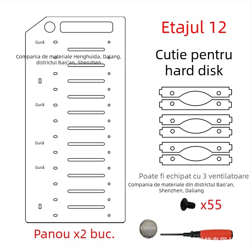 Suport HDD cu mai multe discuri — acrilic transparent; model: Multi-Hard drive bracket; marcă: Lian Yi Hao Yu; OEM