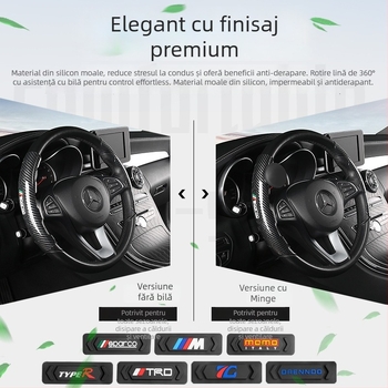 Husă pentru volan mașină cu aspect fibră de carbon, tip card, stil sport, universal