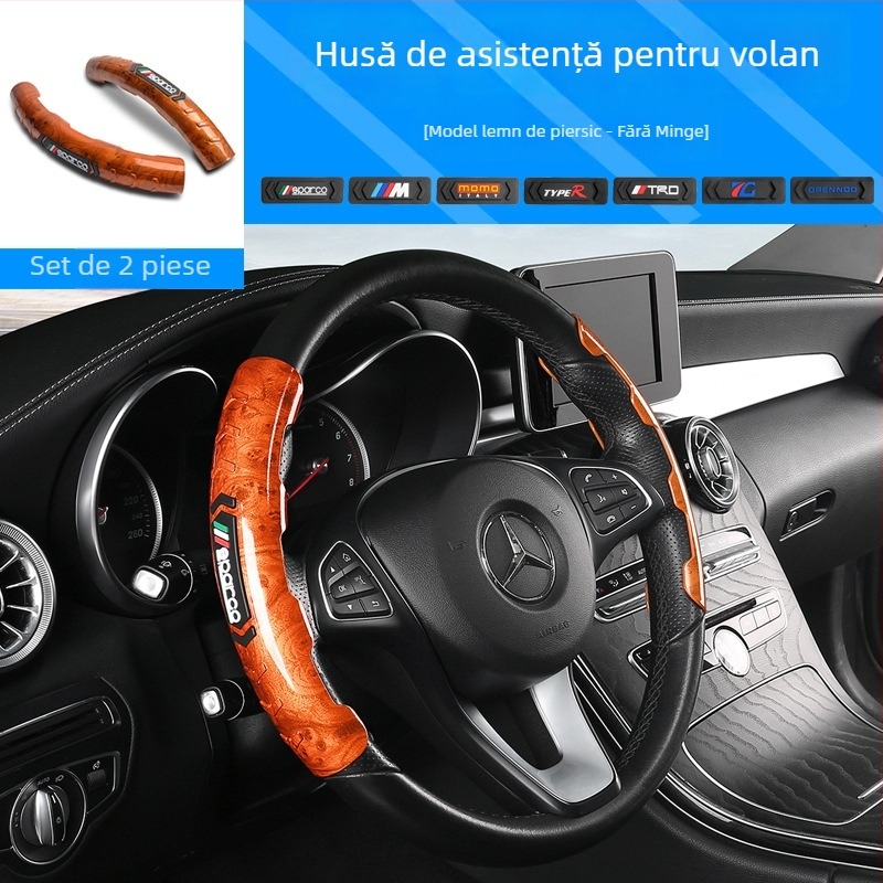 Husă pentru volan mașină cu aspect fibră de carbon, tip card, stil sport, universal