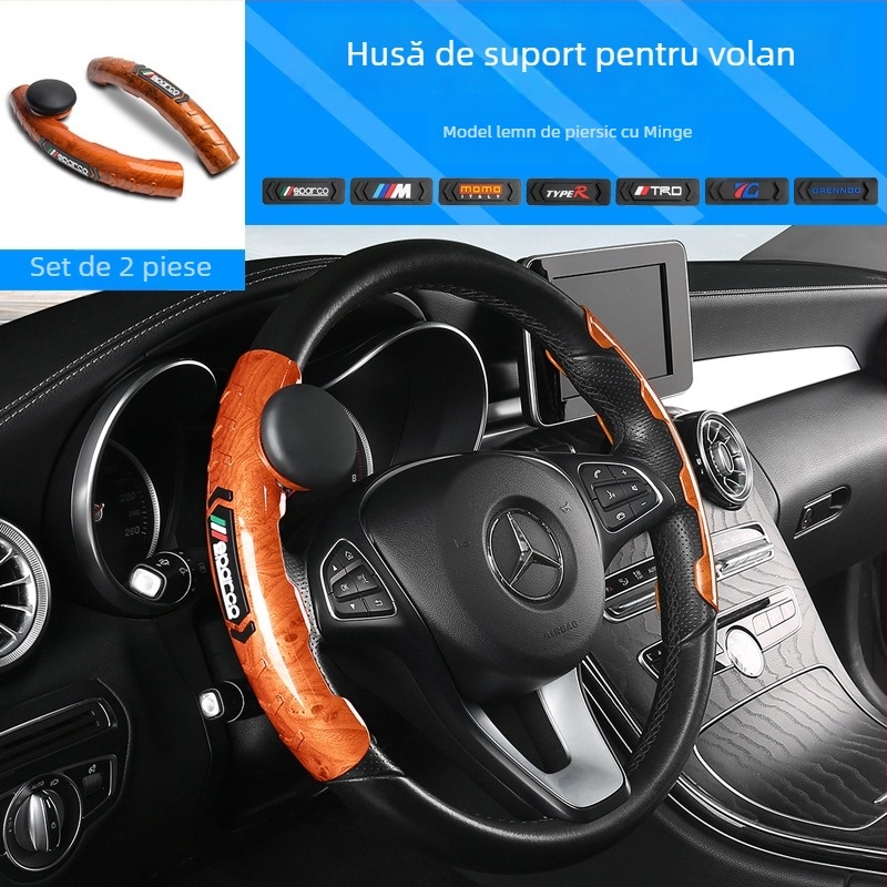 Husă pentru volan mașină cu aspect fibră de carbon, tip card, stil sport, universal