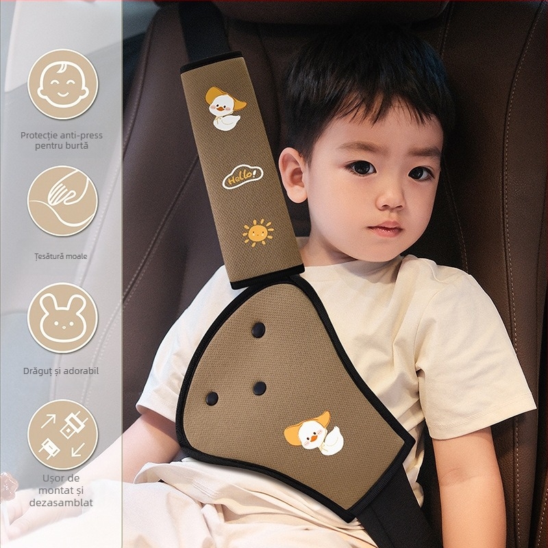 BearCouple Set protecție centuri auto pentru copii cu protecție de gât, reglaj de centură, extensie centură, placă de protecție, capac de centură — personalizabil, imprimare logo posibil