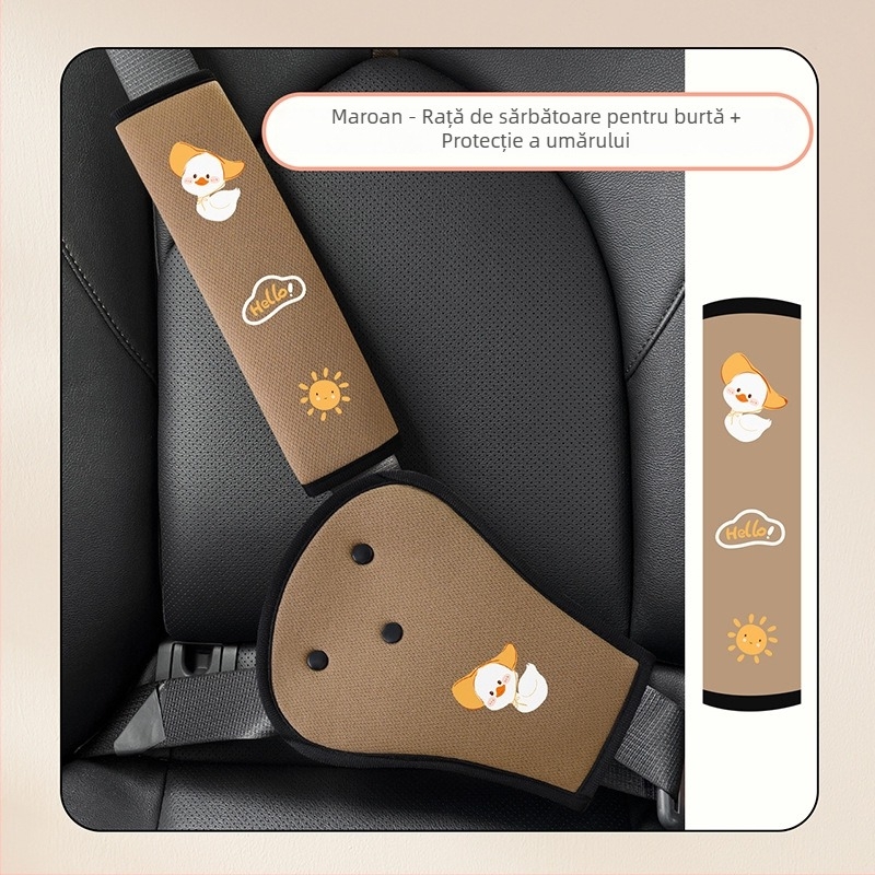 BearCouple Set protecție centuri auto pentru copii cu protecție de gât, reglaj de centură, extensie centură, placă de protecție, capac de centură — personalizabil, imprimare logo posibil