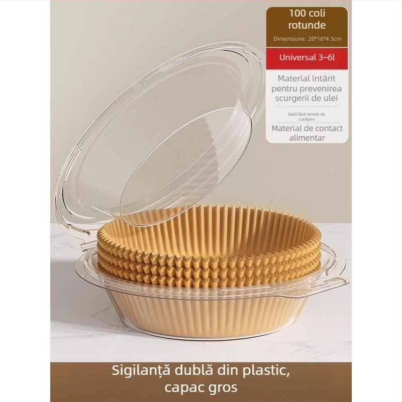 Hârtie de copt pentru air fryer și cuptor – absorbantă de ulei, acoperire cu silicon, pătrată, rezistentă la temperaturi înalte